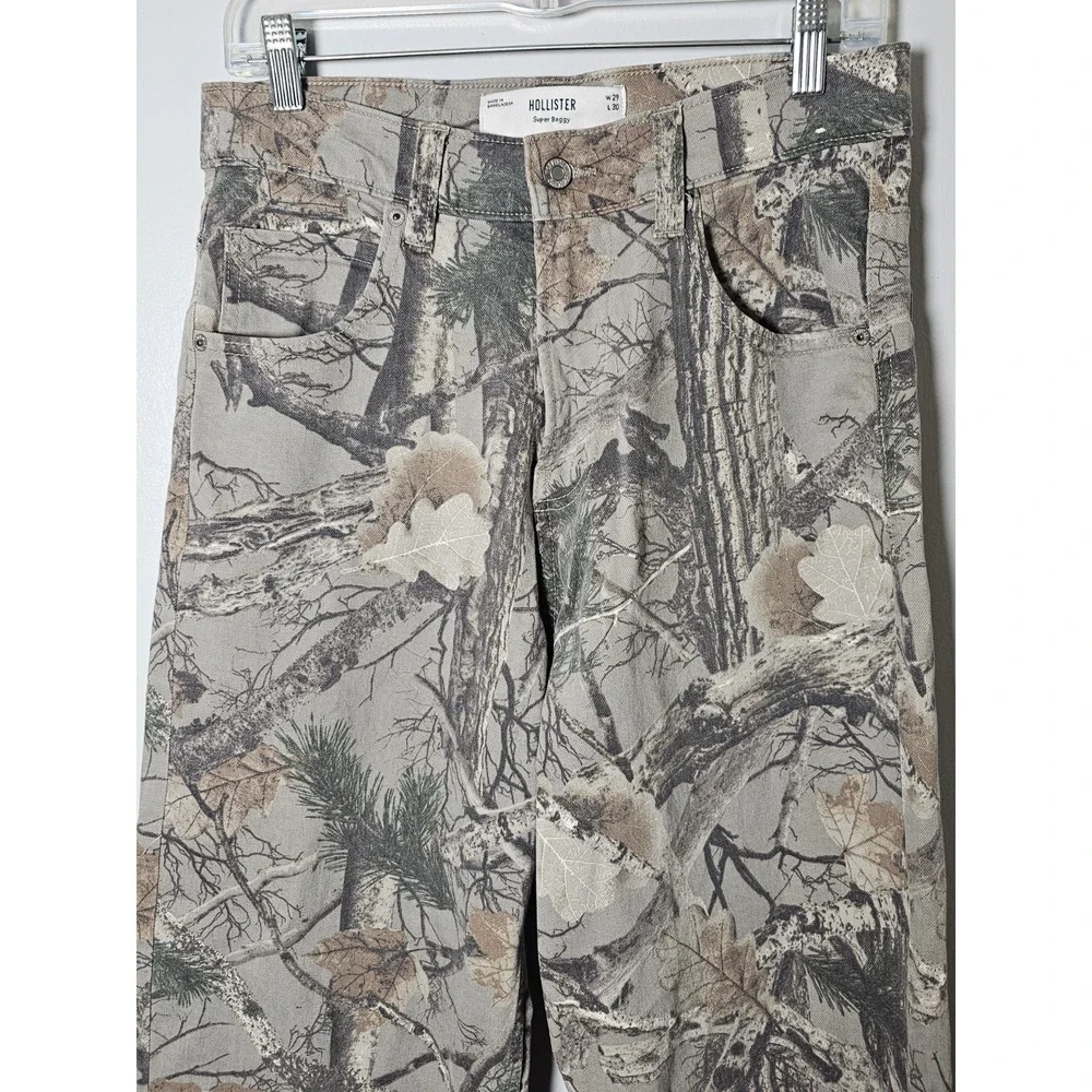 Hollister Super Baggy Camo Jeans Wide Leg Streetwear Skate Men Sz 29x30Fit 29x29